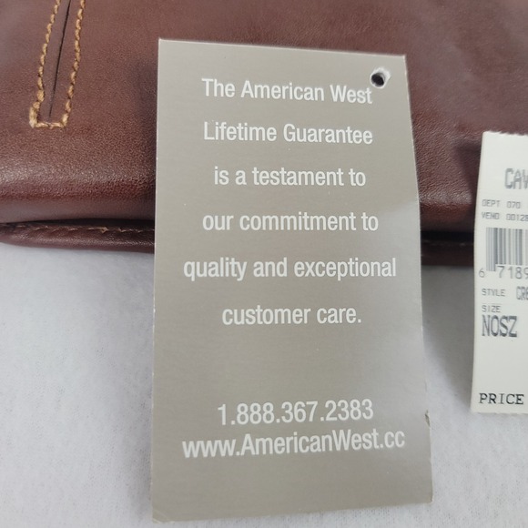 NWT American West Tooled Leather Wallet Brown 7" Snap Closure Western Design VTG - Picture 15 of 16